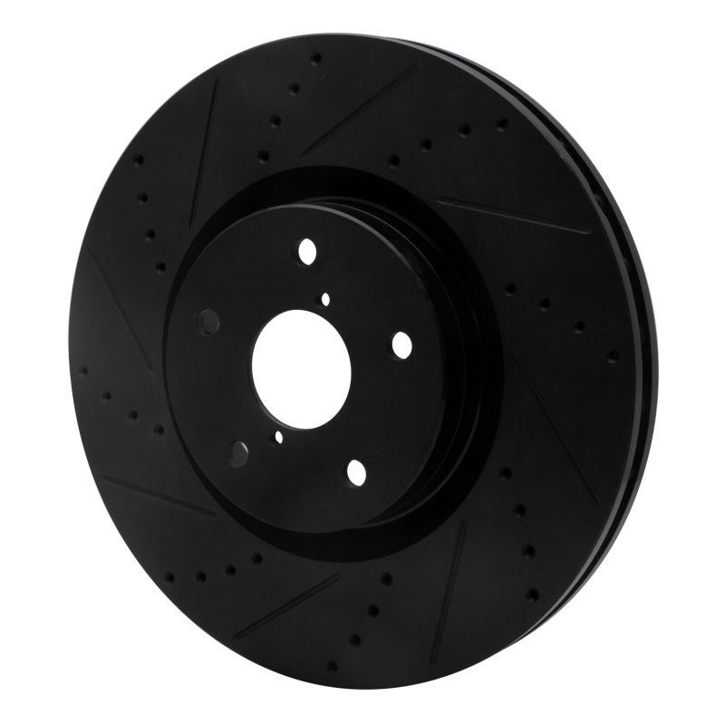 Subaru Impreza Brake Rotor (1) - Front Left - R1 Concepts - Drilled & Slotted - Black - `05-`20